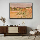 Impressionist Golden Rural Landscape Oil Painting | Horizontal Framed Print 4 : 3 Horizontal Premium Wall Art Canvas by MeriDeewar