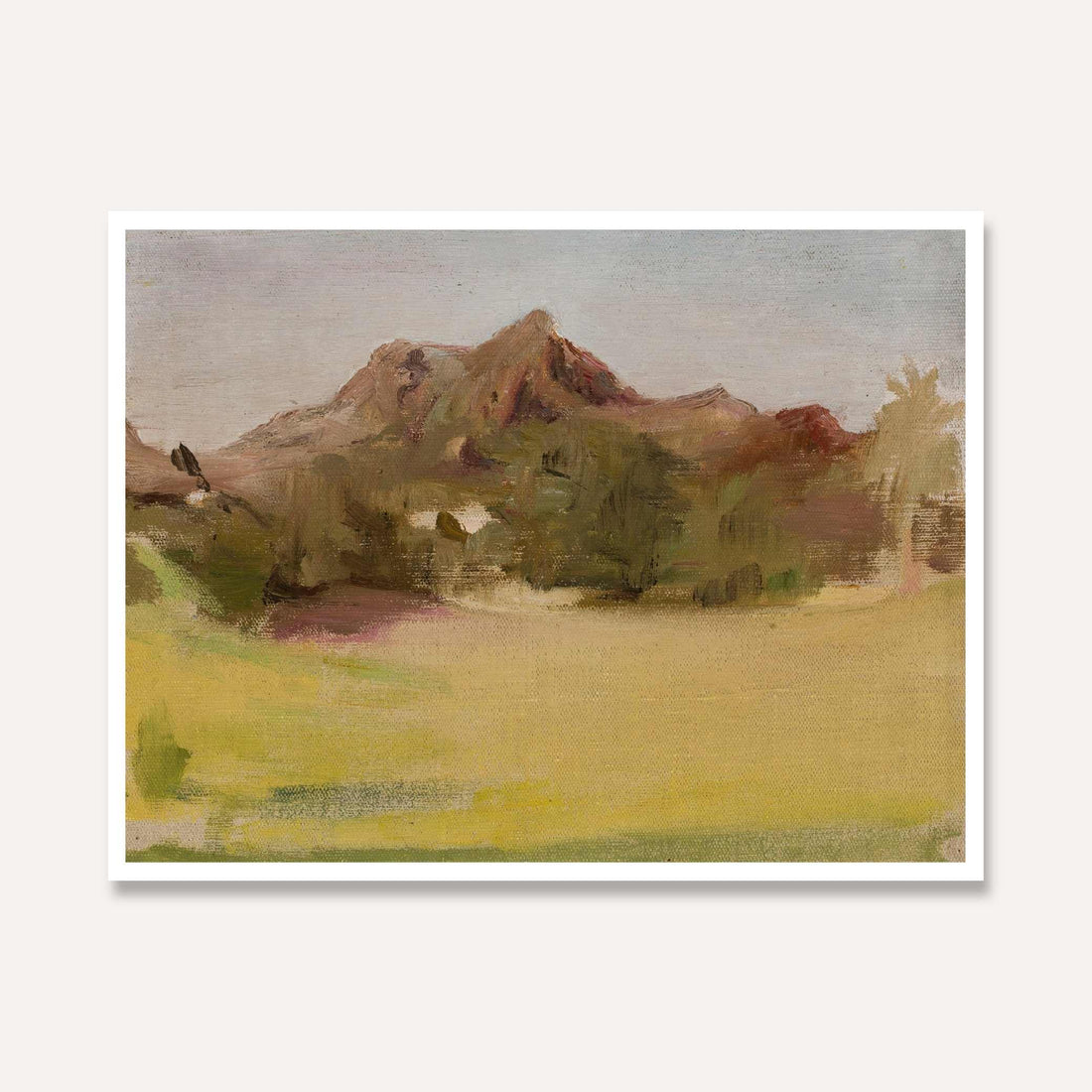 Impressionist Indian Mountain Landscape Oil Painting | Horizontal Framed Print 4 : 3 Horizontal Premium Wall Art Canvas by MeriDeewar