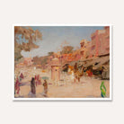 Impressionist Indian Pink City Bazaar Oil Painting | Horizontal Framed Print 4 : 3 Horizontal Premium Wall Art Canvas by MeriDeewar