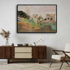 Impressionist Indian Temple Architecture Oil Painting | Horizontal Framed Print 4 : 3 Horizontal Premium Wall Art Canvas by MeriDeewar