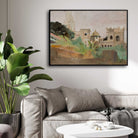 Impressionist Indian Temple Architecture Oil Painting | Horizontal Framed Print 4 : 3 Horizontal Premium Wall Art Canvas by MeriDeewar