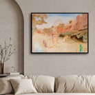 Impressionist Jaipur Street Scene Oil Painting | Horizontal Framed Print 4 : 3 Horizontal Premium Wall Art Canvas by MeriDeewar