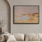Impressionist Pastel River Landscape Oil Painting | Horizontal Framed Print 4 : 3 Horizontal Premium Wall Art Canvas by MeriDeewar