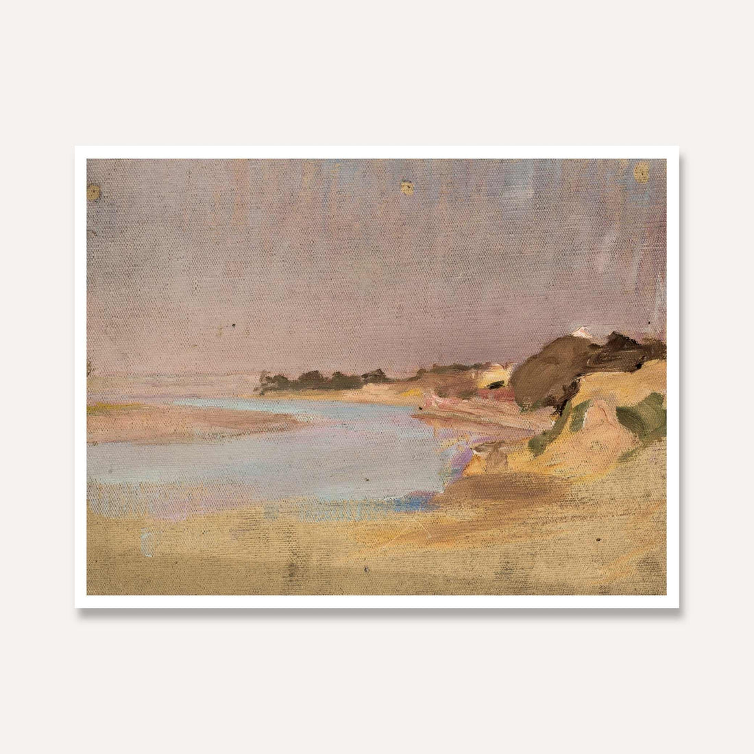 Impressionist Pastel River Landscape Oil Painting | Horizontal Framed Print 4 : 3 Horizontal Premium Wall Art Canvas by MeriDeewar