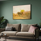 Impressionist Rustic Desert Palm Landscape Oil Painting | Horizontal Framed Print 4 : 3 Horizontal Premium Wall Art Canvas by MeriDeewar