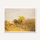 Impressionist Rustic Desert Palm Landscape Oil Painting | Horizontal Framed Print 4 : 3 Horizontal Premium Wall Art Canvas by MeriDeewar