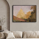 Impressionist Sunlit Indian Dome Architecture Oil Painting | Horizontal Framed Print 4 : 3 Horizontal Premium Wall Art Canvas by MeriDeewar