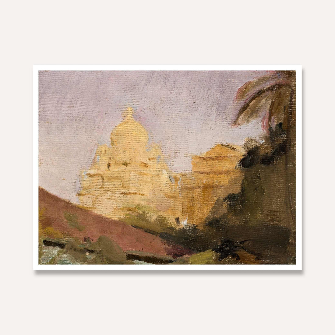 Impressionist Sunlit Indian Dome Architecture Oil Painting | Horizontal Framed Print 4 : 3 Horizontal Premium Wall Art Canvas by MeriDeewar
