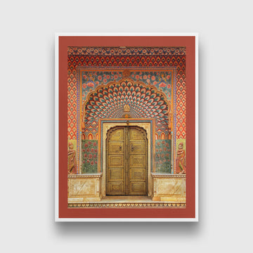 Indian Heritage: Jaipur City Palace Door Painting 3 : 4 Vertical New Premium Wall Art Canvas by MeriDeewar