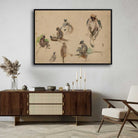 Indian Monkey Study Oil Painting | Horizontal Framed Print 4 : 3 Horizontal Premium Wall Art Canvas by MeriDeewar