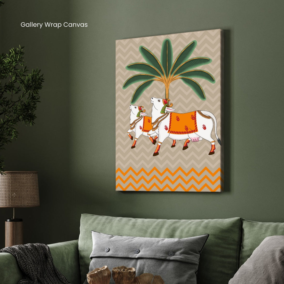 Indian Pichwai Painting ,Traditional Indian Folk Art Wall 2 : 3 Vertical Premium Wall Art Canvas by MeriDeewar