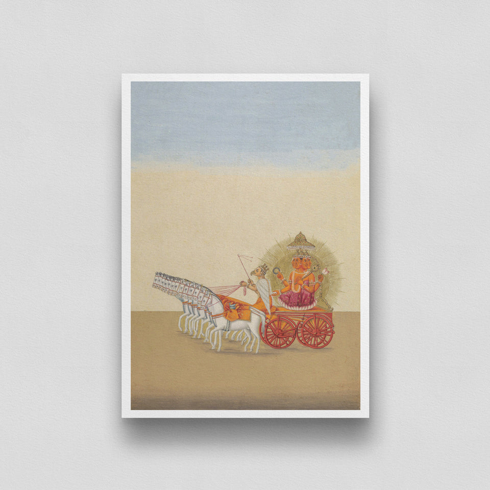 Indian Sun God pulled by horses 3 : 4 Vertical New Premium Wall Art Canvas by MeriDeewar