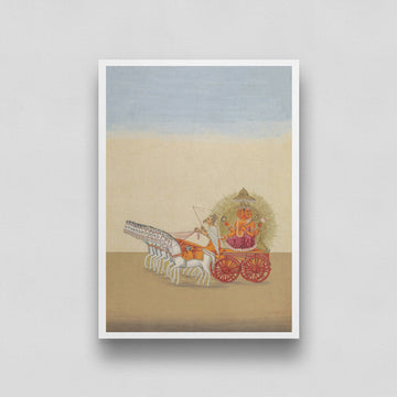 Indian Sun God pulled by horses 3 : 4 Vertical New Premium Wall Art Canvas by MeriDeewar