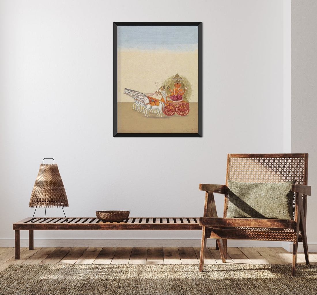 Indian Sun God pulled by horses 3 : 4 Vertical New Premium Wall Art Canvas by MeriDeewar