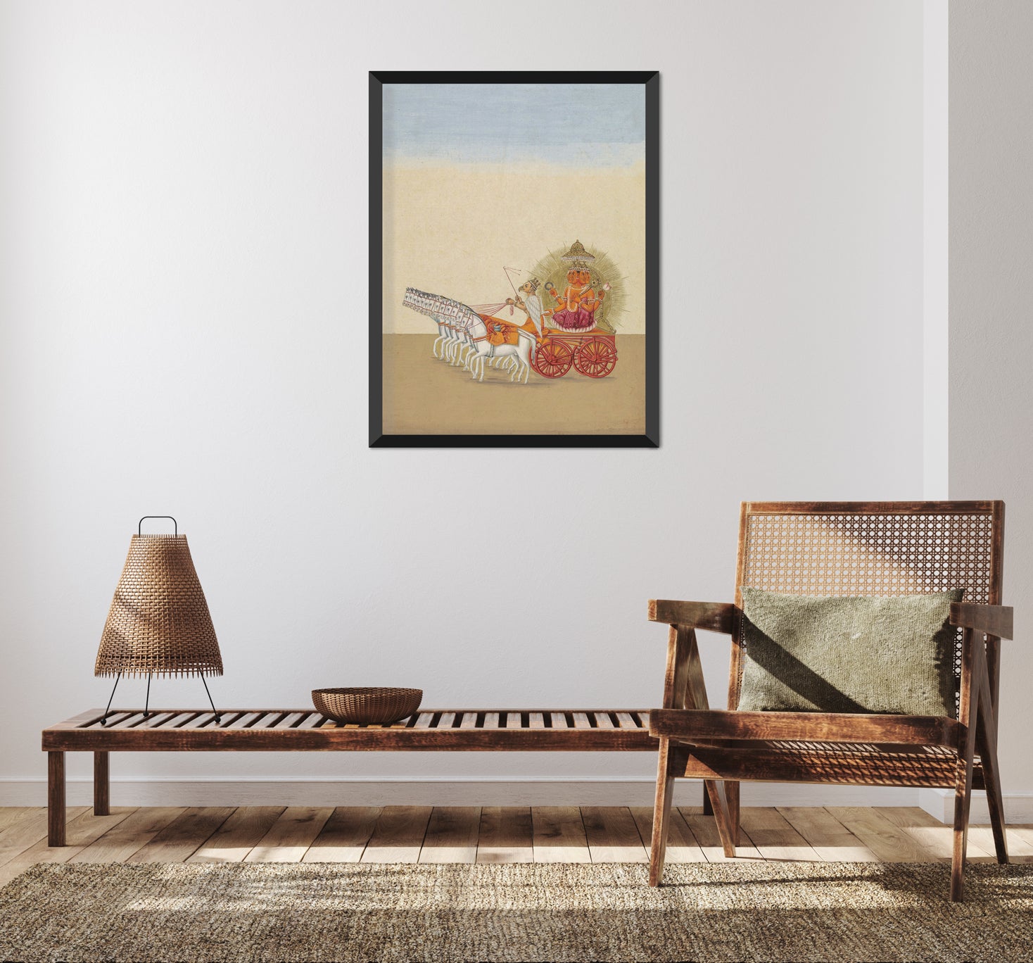 Indian Sun God pulled by horses 3 : 4 Vertical New Premium Wall Art Canvas by MeriDeewar