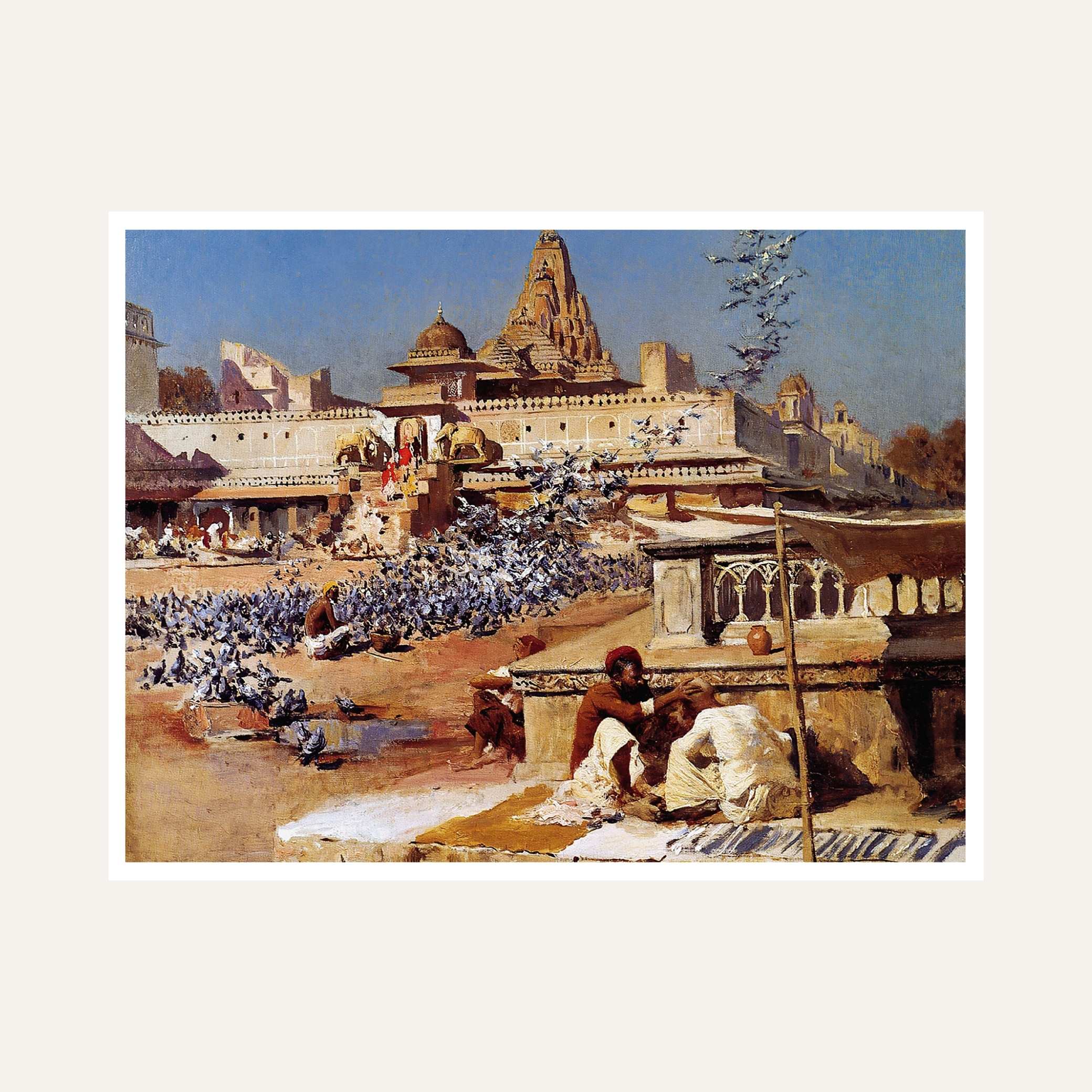 Indian Temple Heritage Painting for Living Room | Edwin Lord Weeks Vintage Wall Art 6 : 5 Horizontal Premium Wall Art Canvas by MeriDeewar