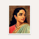 Indian Woman Portrait Painting – Raja Ravi Varma Style Wall Art for Living Room | MeriDeewar 3 : 4 Vertical Premium Wall Art Canvas by MeriDeewar