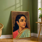 Indian Woman Portrait Painting – Raja Ravi Varma Style Wall Art for Living Room | MeriDeewar 3 : 4 Vertical Premium Wall Art Canvas by MeriDeewar