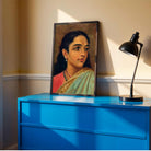 Indian Woman Portrait Painting – Raja Ravi Varma Style Wall Art for Living Room | MeriDeewar 3 : 4 Vertical Premium Wall Art Canvas by MeriDeewar