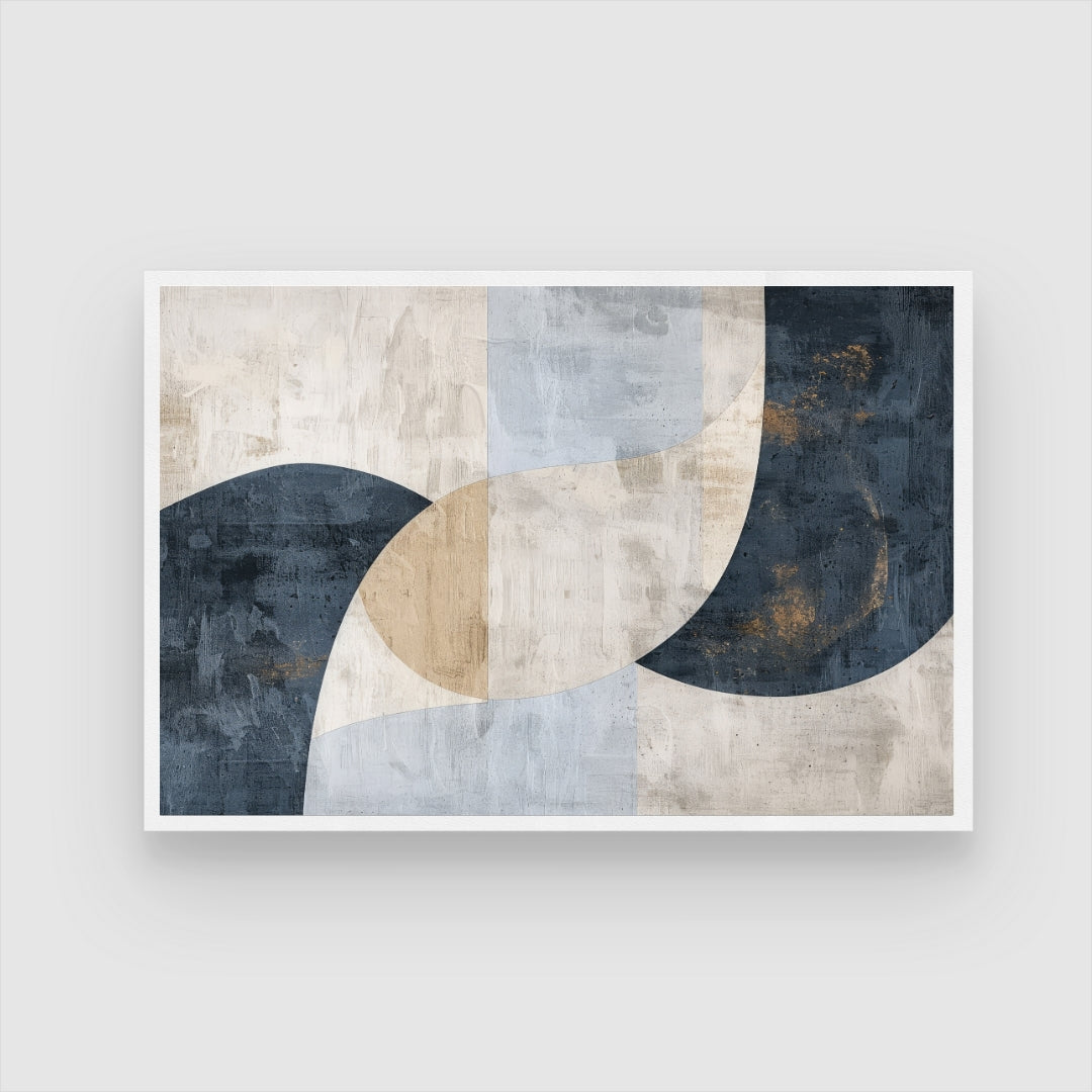 Indigo Balance – Modern Geometric Abstract Wall Art Print 2 : 3 Horizontal Premium Wall Art Canvas by MeriDeewar