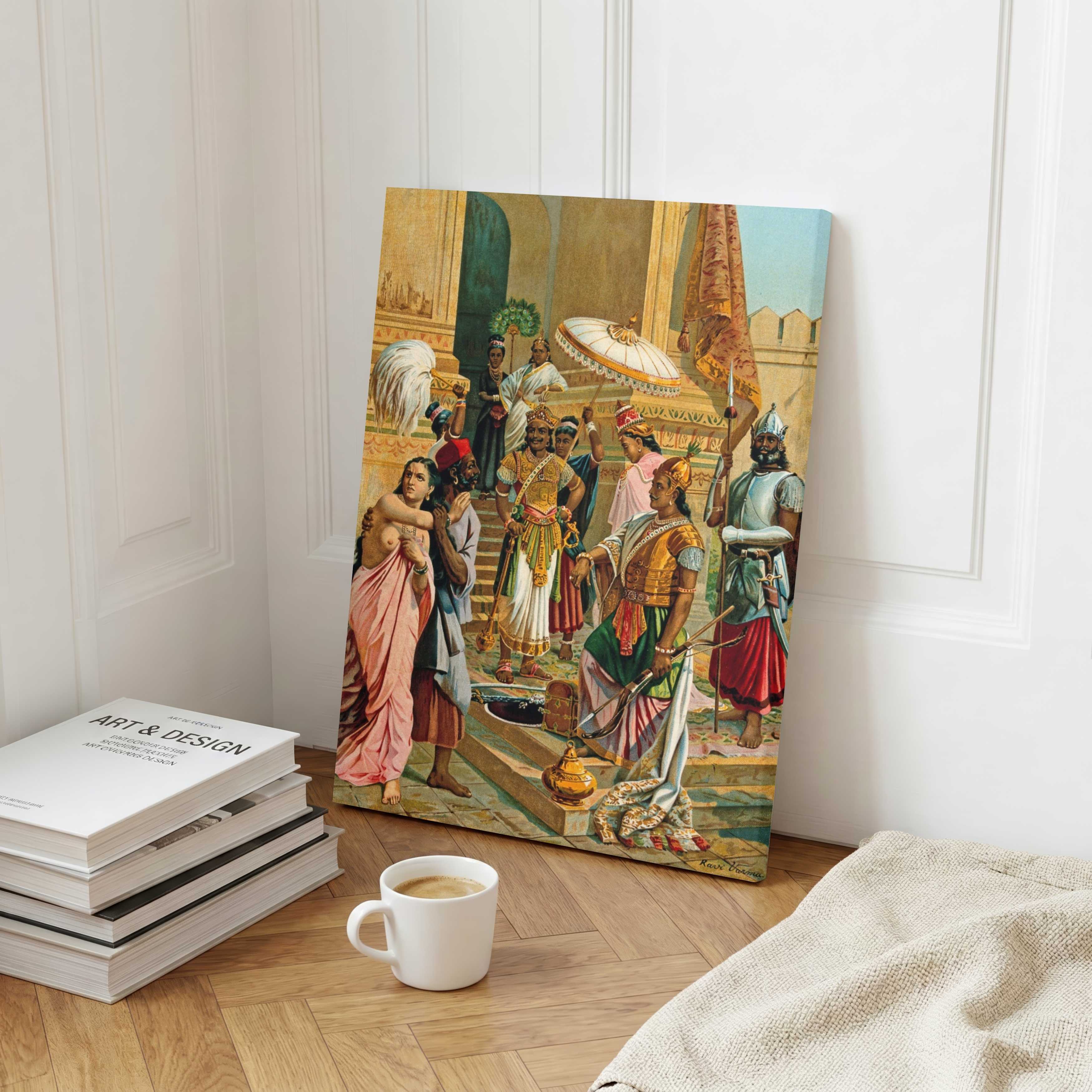 Indrajit Victory Ramayana Painting by Raja Ravi Varma | Mythological Wall Art for Living Room 3 : 4 Vertical Premium Wall Art Canvas by MeriDeewar