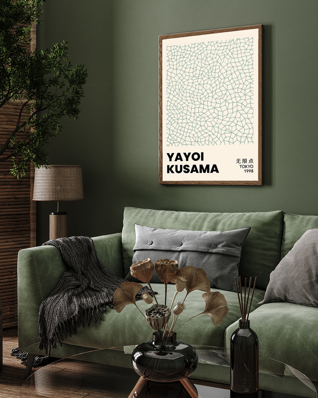 Infinity Nets Sage Green painting by Yayoi Kusama 3 : 4 Vertical New Premium Wall Art Canvas by MeriDeewar