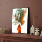 Inner Light – Modern Buddha Monk Wall Décor 2 : 3 Vertical Premium Wall Art Canvas by MeriDeewar