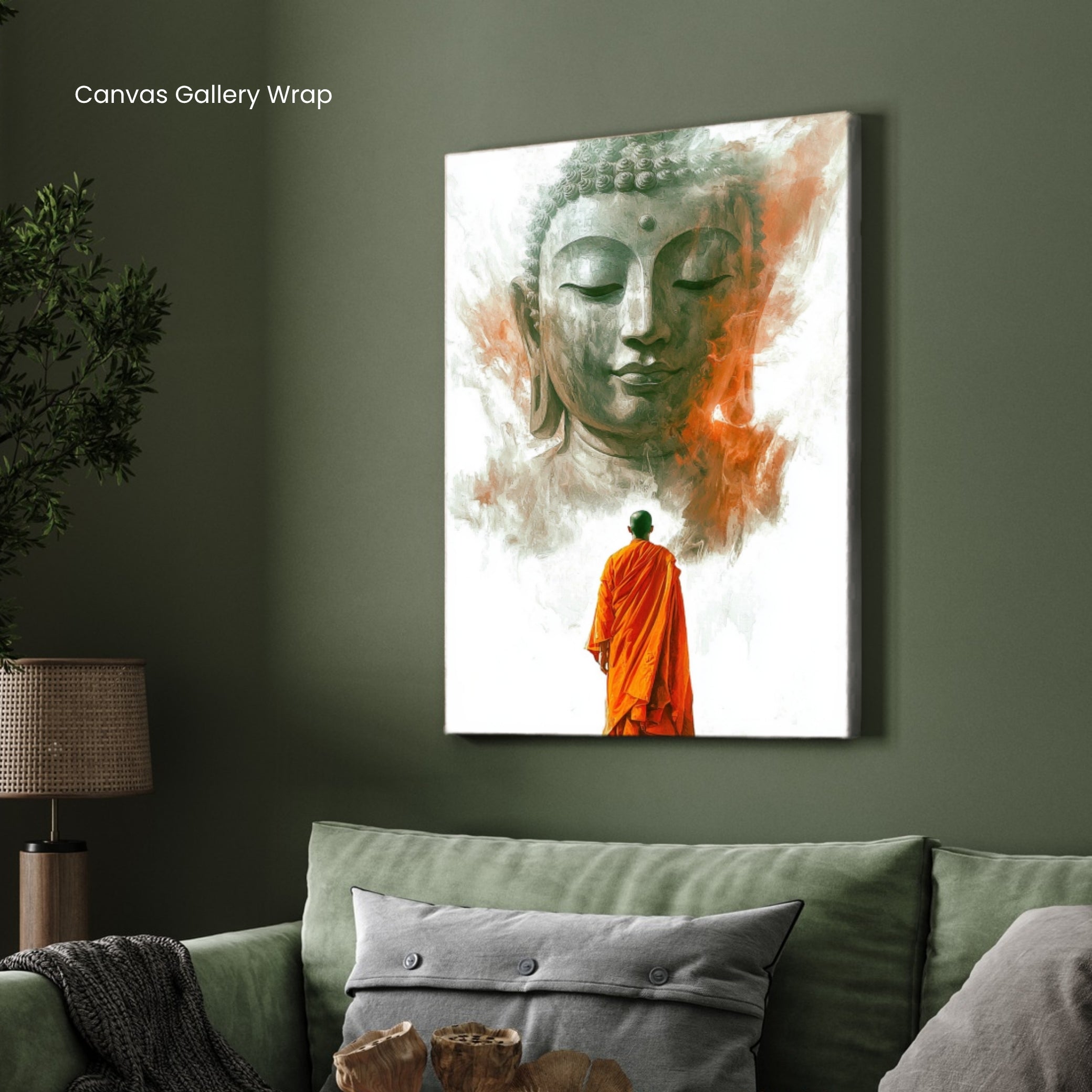Inner Light – Modern Buddha Monk Wall Décor 2 : 3 Vertical Premium Wall Art Canvas by MeriDeewar