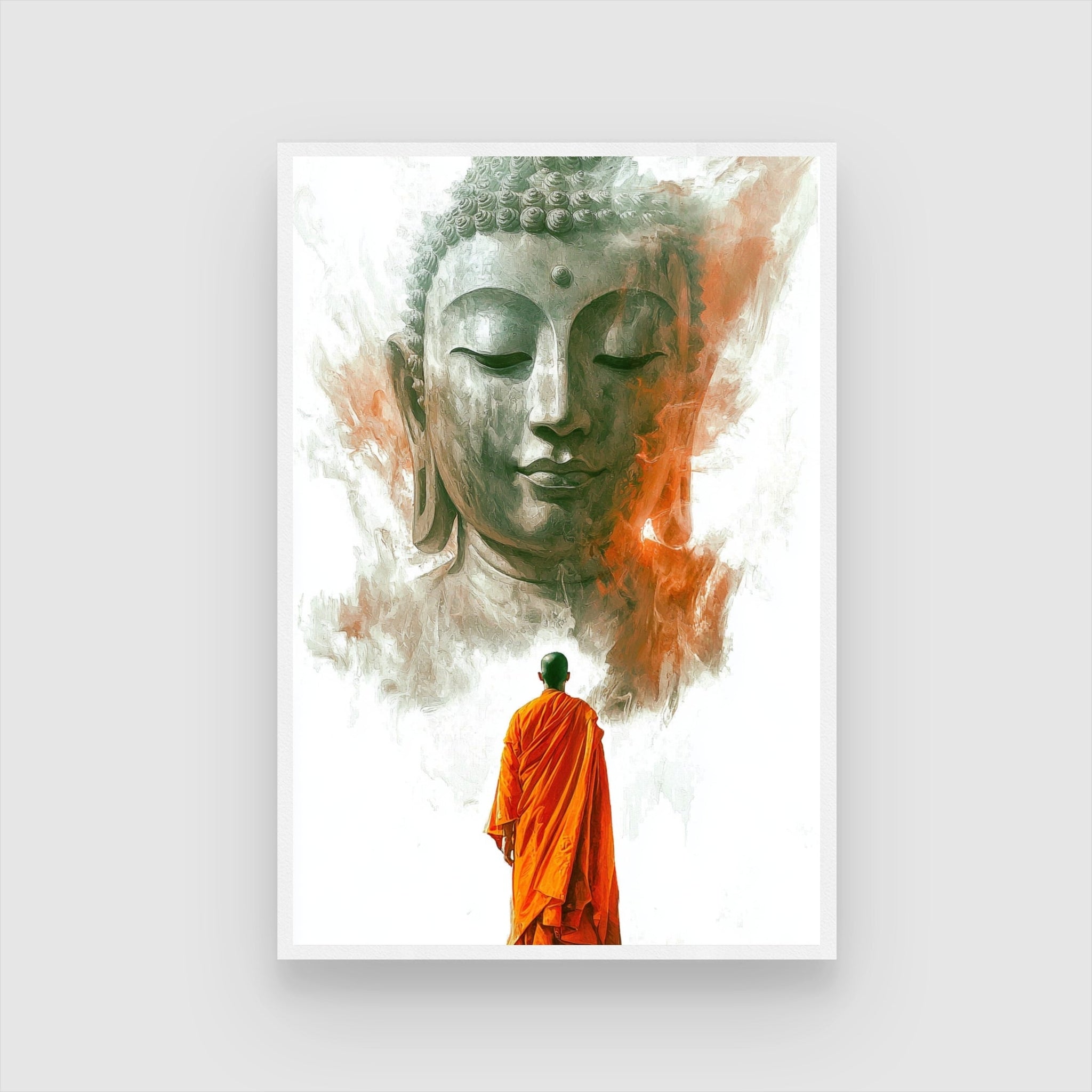 Inner Light – Modern Buddha Monk Wall Décor 2 : 3 Vertical Premium Wall Art Canvas by MeriDeewar