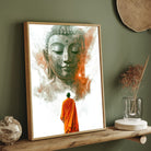 Inner Light – Modern Buddha Monk Wall Décor 2 : 3 Vertical Premium Wall Art Canvas by MeriDeewar