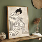 Inner Stillness – Minimalist Line Art Woman Canvas Painting 2 : 3 Vertical Premium Wall Art Canvas by MeriDeewar