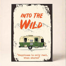 "Into the Wild" Vintage Camper Poster | Vertical Borderless Art Frame Poster Premium Wall Art Canvas by MeriDeewar