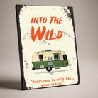 "Into the Wild" Vintage Camper Poster | Vertical Borderless Art Frame Poster Premium Wall Art Canvas by MeriDeewar