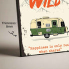 "Into the Wild" Vintage Camper Poster | Vertical Borderless Art Frame Poster Premium Wall Art Canvas by MeriDeewar