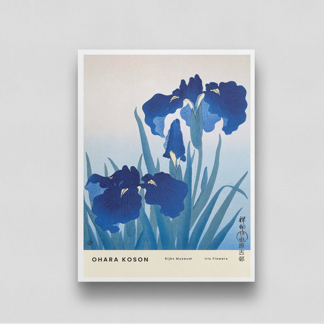 Iris Blue Flowers Poster by Ohara Koson 3 : 4 Vertical New Premium Wall Art Canvas by MeriDeewar