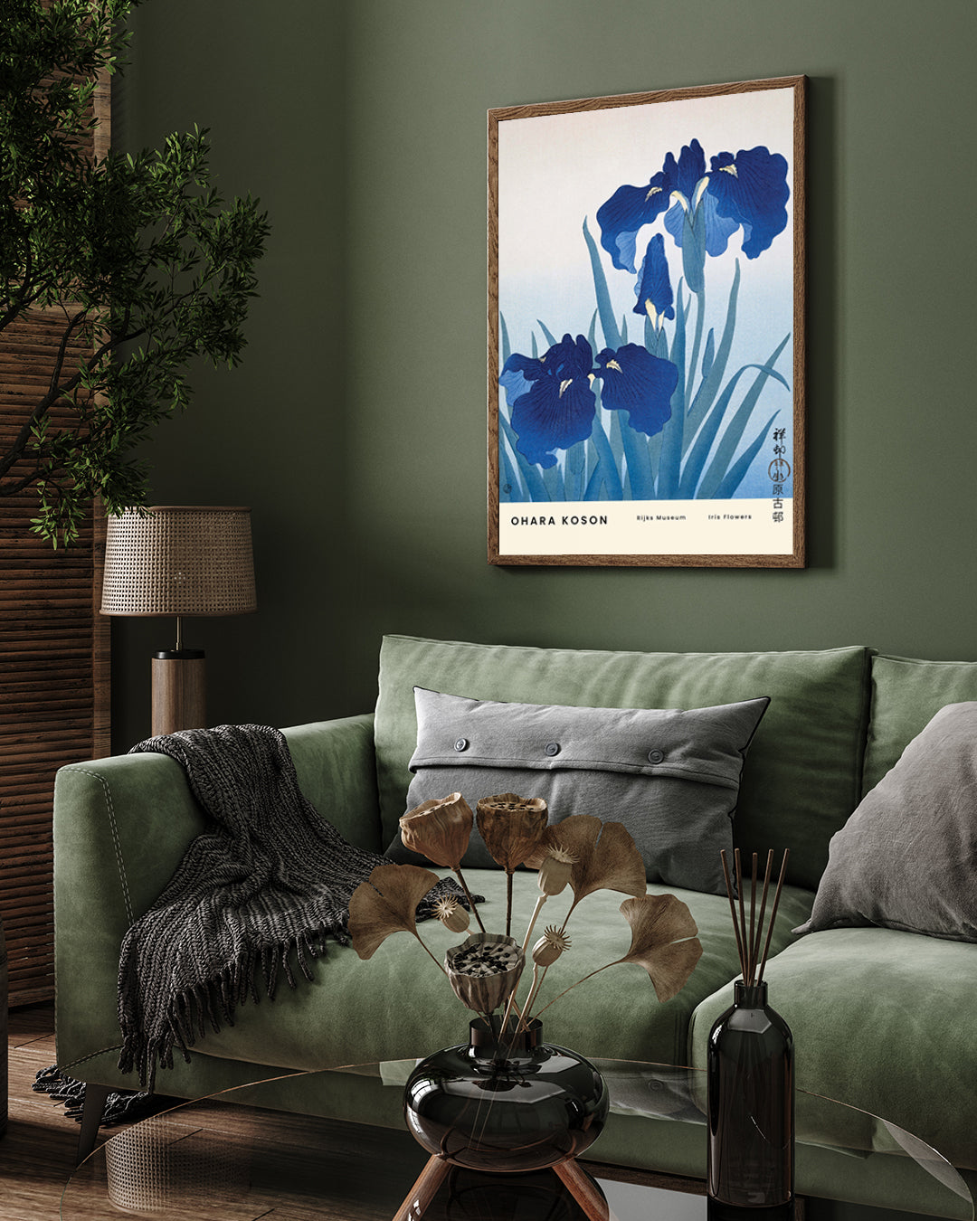 Iris Blue Flowers Poster by Ohara Koson 3 : 4 Vertical New Premium Wall Art Canvas by MeriDeewar