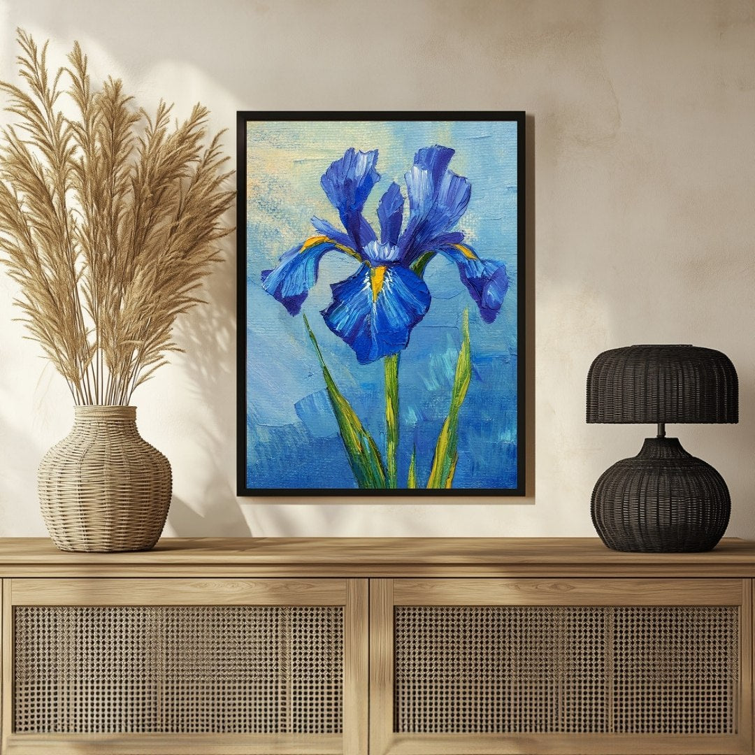 Iris Flower Abstract Art: Unique Painting for Modern Homes 3 : 4 Vertical New Premium Wall Art Canvas by MeriDeewar
