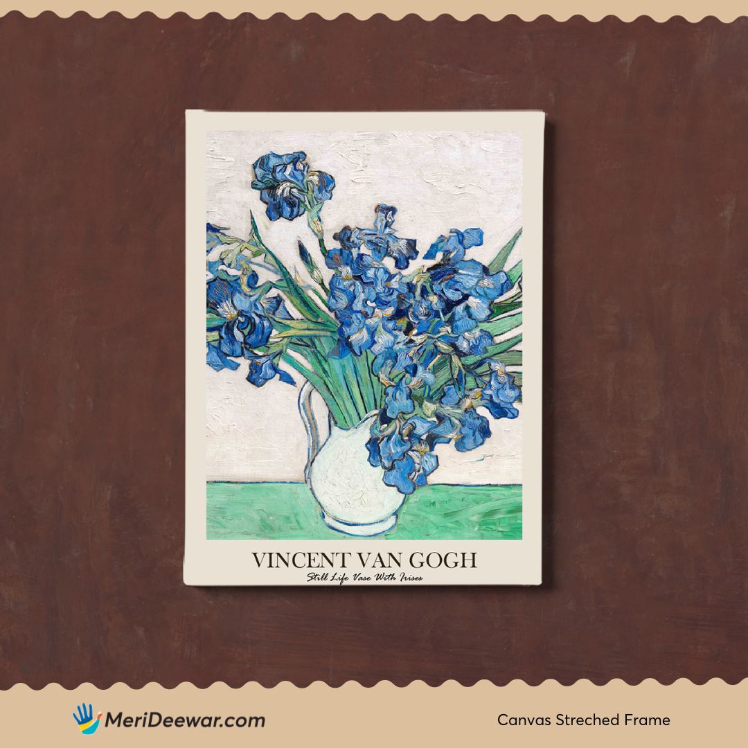 Irises/ Blue flowers in vase Painting  by Vincent Van Gogh 3 : 4 Vertical New Premium Wall Art Canvas by MeriDeewar