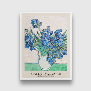 Irises/ Blue flowers in vase Painting  by Vincent Van Gogh 3 : 4 Vertical New Premium Wall Art Canvas by MeriDeewar