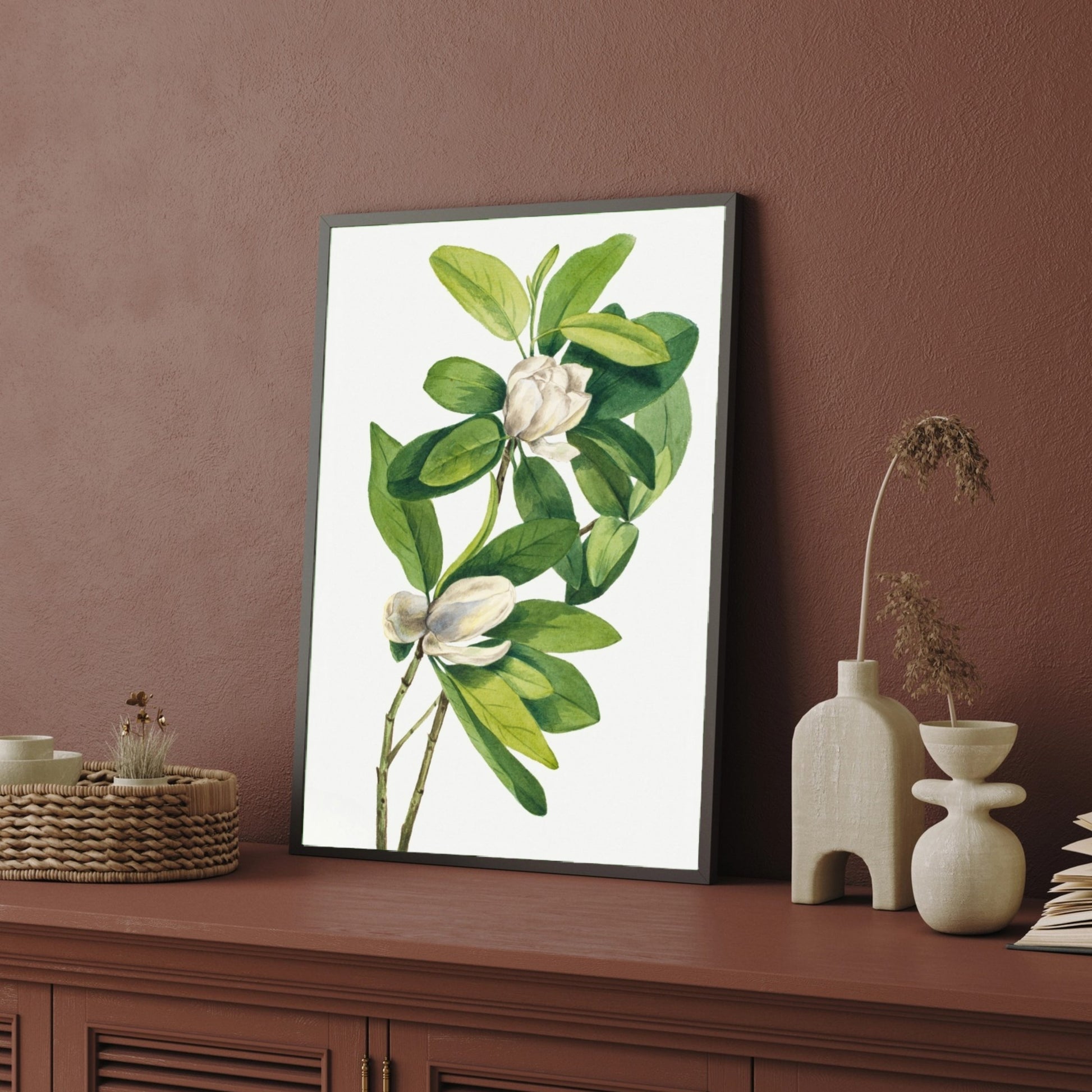 Ivory Bloom – Elegant White Botanical Wall Art Print 2 : 3 Vertical Premium Wall Art Canvas by MeriDeewar