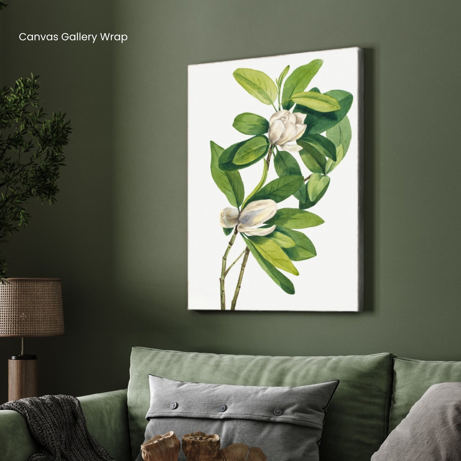 Ivory Bloom – Elegant White Botanical Wall Art Print 2 : 3 Vertical Premium Wall Art Canvas by MeriDeewar