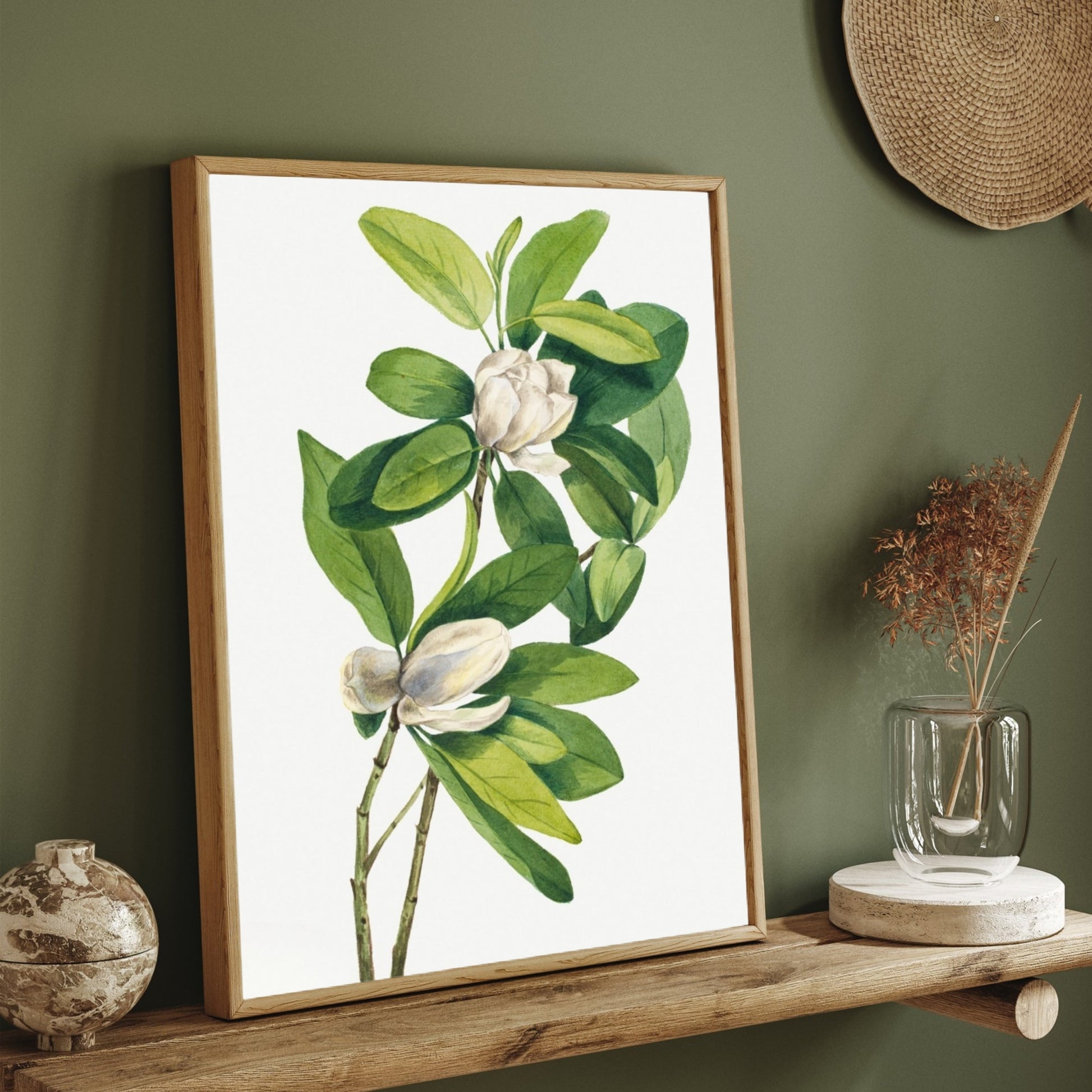 Ivory Bloom – Elegant White Botanical Wall Art Print 2 : 3 Vertical Premium Wall Art Canvas by MeriDeewar