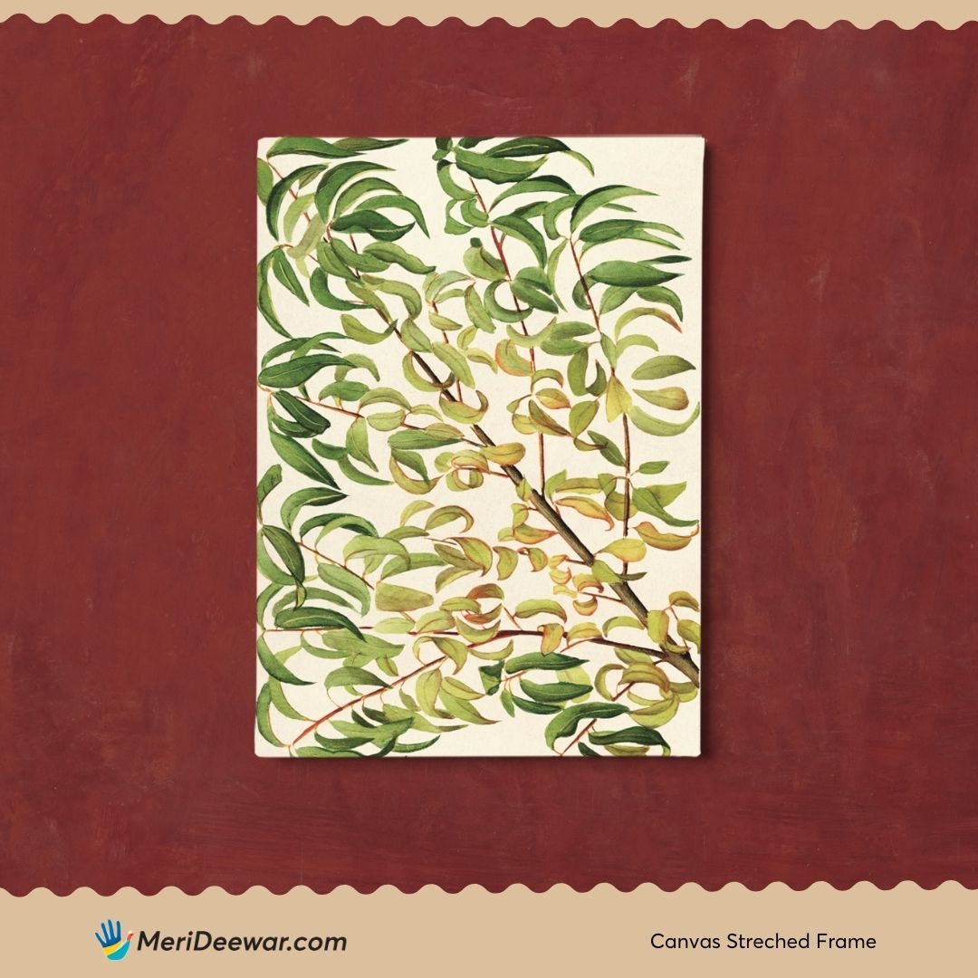 Ivy Branch of Peach Artwork 3 : 4 Vertical New Premium Wall Art Canvas by MeriDeewar