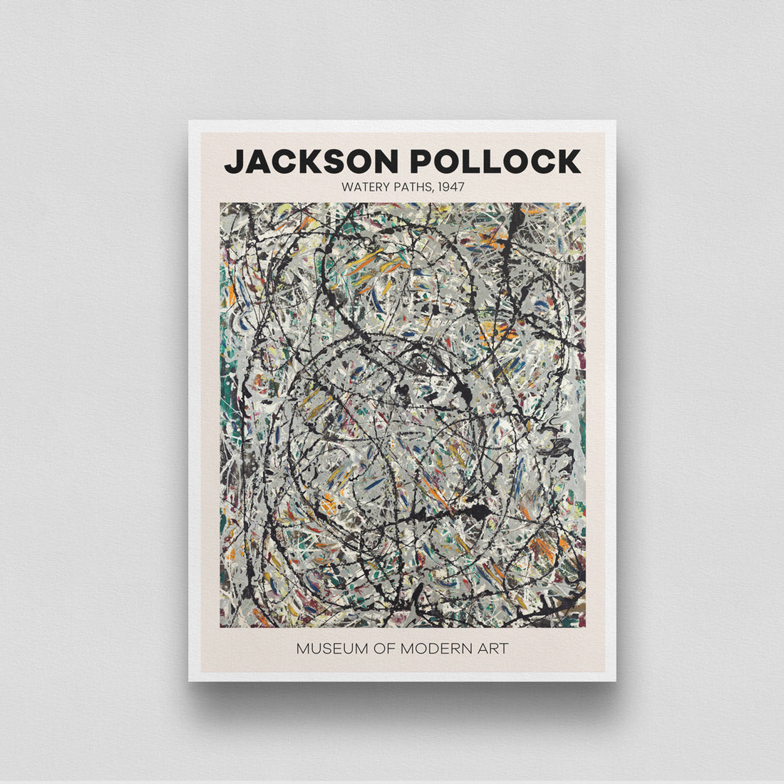 Jackson Pollock Watery Paths Poster 3 : 4 Vertical New Premium Wall Art Canvas by MeriDeewar