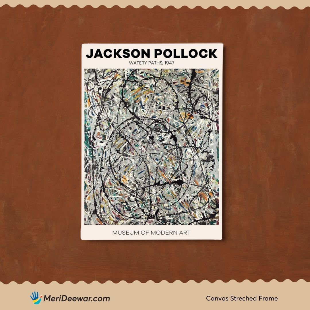 Jackson Pollock Watery Paths Poster 3 : 4 Vertical New Premium Wall Art Canvas by MeriDeewar