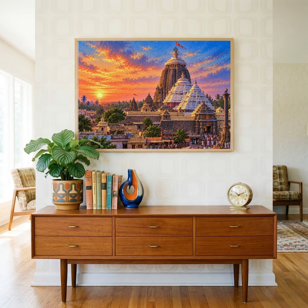 Jagannath Temple | Sacred Puri Sunset Heritage Architecture Gallery Wrap Canvas Curate Pinewood Premium Wall Art Canvas by MeriDeewar