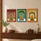 Jaipur Dwarika | Jaipur City Palace Gates  Set of 3 Vertical Canvas Curate Premium Wall Art Canvas by MeriDeewar