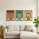 Jaipur Dwarika | Jaipur City Palace Gates  Set of 3 Vertical Canvas Curate Premium Wall Art Canvas by MeriDeewar
