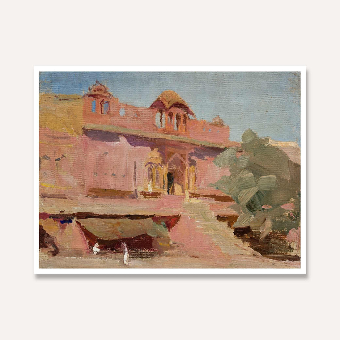 Jaipur Pink Palace Oil Painting | Horizontal Framed Print 4 : 3 Horizontal Premium Wall Art Canvas by MeriDeewar