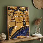 Jamini Roy Five Ladies Folk Painting for Living Room | Indian Art Wall Decor Print 2 : 3 Vertical Premium Wall Art Canvas by MeriDeewar